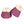 L'image montre deux protège-boulets pour chevaux, disposés côte à côte. Les protège-boulets sont de couleur rose foncé avec une bordure en fourrure blanche en haut. Chaque protège-boulet possède une fermeture velcro sur le côté, permettant un ajustement facile et sécurisé. Sur le côté de chaque protège-boulet, il y a un emblème brodé en doré avec une forme géométrique et le texte 