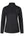 L'image montre un haut à manches longues noir, conçu pour les femmes. Le vêtement dispose d'une fermeture éclair quart-zip au niveau du col, permettant d'ouvrir ou de fermer partiellement le haut selon les préférences. Sur le côté gauche de la poitrine, il y a un emblème brodé avec des détails dorés. Cet emblème est une forme hexagonale stylisée avec les initiales 