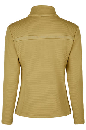 L'image montre une veste marron clair, vue de dos. Cette veste a une coupe ajustée et présente des détails soignés. Elle est réalisée dans un tissu texturé avec des lignes horizontales fines, ce qui lui donne un aspect élégant et moderne. La veste possède un col haut qui semble être montant, offrant une protection supplémentaire contre le froid. Les manches sont longues et finissent par des poignets ajustés, probablement pour assurer une bonne tenue. Une caractéristique notable de cette...