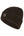 L'image montre un bonnet en tissu tricoté de couleur marron foncé. Le bonnet est conçu avec une texture moelleuse et légèrement bouclée, donnant une apparence chaude et confortable. Il est replié sur le bas, ce qui permet d'ajuster la taille et de protéger les oreilles. Sur le côté du bonnet, il y a un petit emblème rectangulaire avec un design géométrique et une inscription en bas, qui semble être le logo de la marque. Le bord de l'emblème est noir, contrastant avec le marron du bonnet. Le...