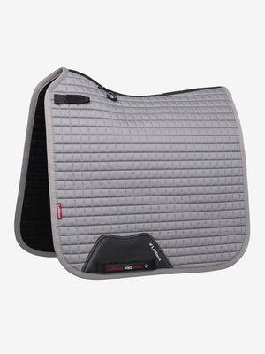 Tapis de dressage LeMieux Cotton Square gris vue de trois quarts