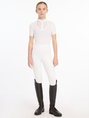 Chemisier de concours Belle Young Rider blanc vue de trois quarts