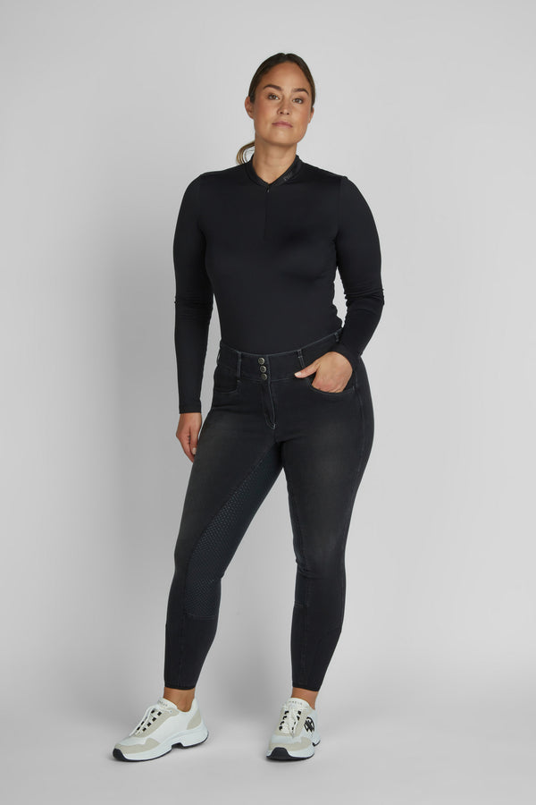 Pantaloni da equitazione in jeans <tc>PIKEUR</tc> CANDELA presa completa