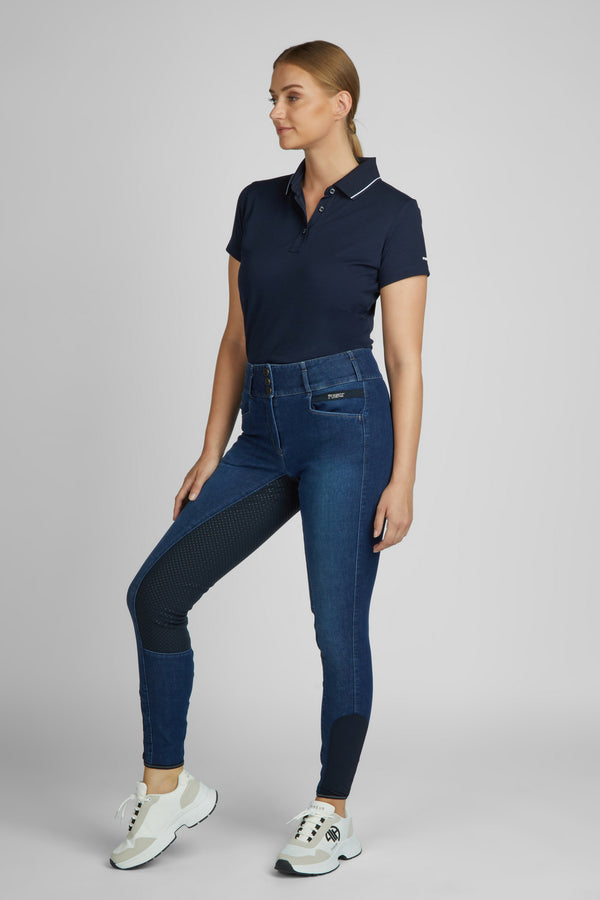 Pantaloni da equitazione in jeans <tc>PIKEUR</tc> CANDELA presa completa