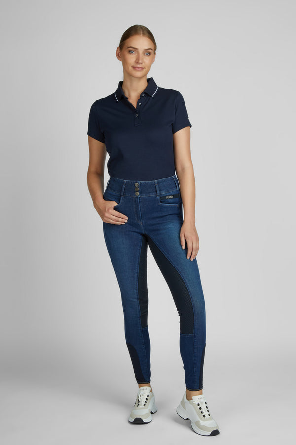 Pantaloni da equitazione in jeans <tc>PIKEUR</tc> CANDELA presa completa