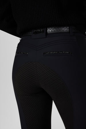 Pikeur CEELINA Grid TexLeather pantalon d'équitation, coloris noir, porté, détail