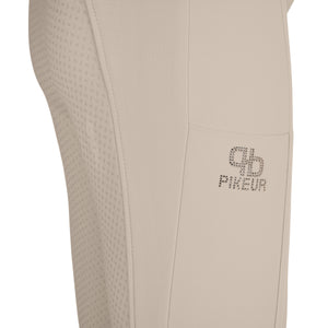 Culotte d'équitation dame Pikeur Vally grip coloris crème détail poche portable avec strass| Sellerie Bucéphale