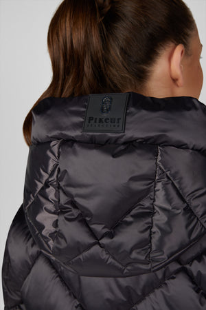 Pikeur QUILTED JACKET veste d'équitation, coloris basalt grey, porté, détail