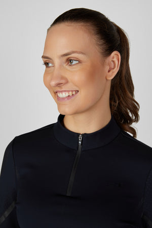 Pikeur ZONE ZIP SHIRT polo de concours, coloris noir, porté, détail