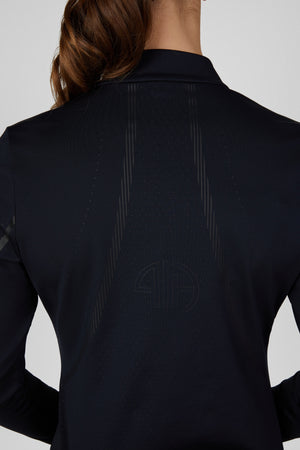 Pikeur ZONE ZIP SHIRT polo de concours, coloris noir, porté, détail