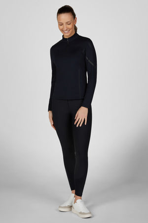 Pikeur ZONE ZIP SHIRT polo de concours, coloris noir, porté vue de face