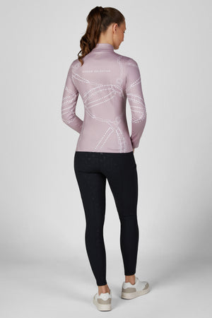 Pikeur Haut technique zippé ZIP PRINT, coloris ash mauve, porté vue de dos