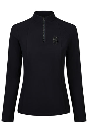 Pikeur ZIP RIP SHIRT polo de concours, coloris noir, vue de face