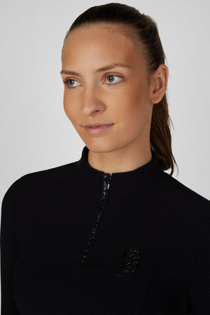 Pikeur ZIP RIP SHIRT polo de concours, coloris noir, porté, détail