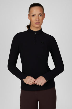Pikeur ZIP RIP SHIRT polo de concours, coloris noir, porté vue de face