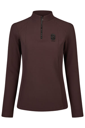 Pikeur ZIP RIP SHIRT polo de concours, coloris chocolate brown, vue de face