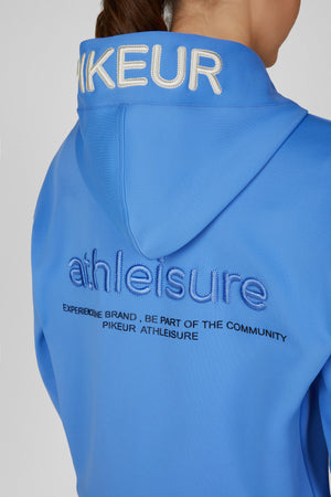 Pikeur ZIP HOODY sweat d'équitation, coloris electric blue, porté, détail