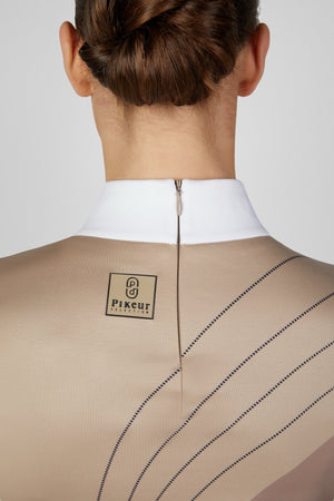 Pikeur COMPETITION SHIRT polo de concours, coloris mocha cream, porté, détail