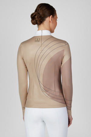 Pikeur COMPETITION SHIRT polo de concours, coloris mocha cream, porté vue de dos