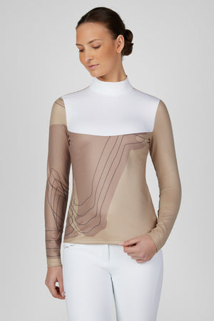 Pikeur COMPETITION SHIRT polo de concours, coloris mocha cream, porté vue de face