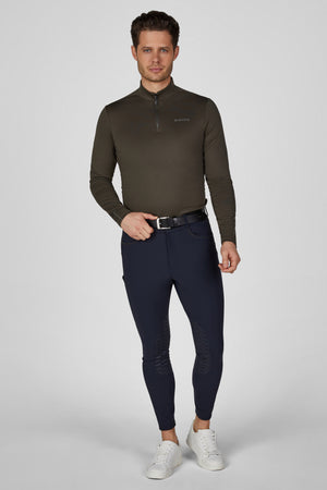 Pikeur polo de concours, coloris olive green, porté vue de face