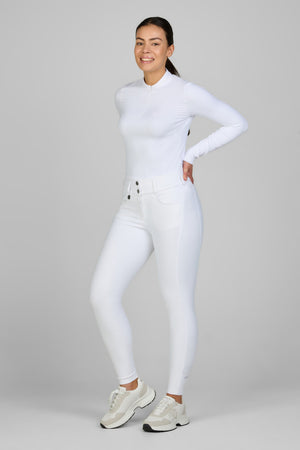 Culotte d'équitation Pikeur Amia SD KN Mid-Waist White - vue de face