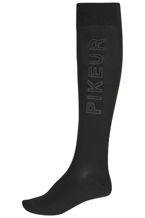 Pikeur KNEE SOCKS STUDS chaussettes d'équitation, coloris noir, vue de face