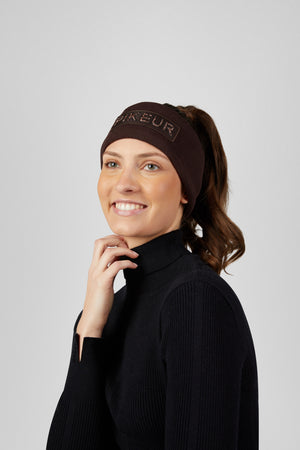 Pikeur COTTON HEADBAND bandeau, coloris chocolate brown, porté vue de face