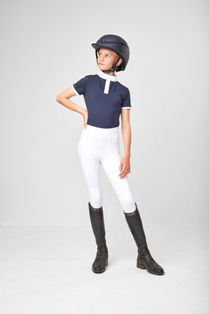 Chemisier de concours Belle Young Rider bleu marine vue de profil