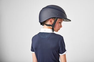 Chemisier de concours Belle Young Rider bleu marine vue de trois quarts