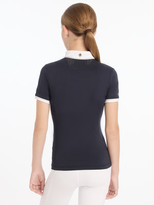 Chemisier de concours Belle Young Rider bleu marine détail du tissu