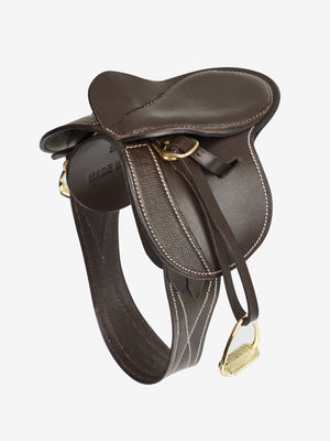 Selle pour poney jouet LeMieux marron vue de profil