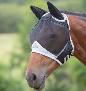 Shires – Fly Mask Shires fine mesh Noir cheval de trait  | Sellerie Bucéphale