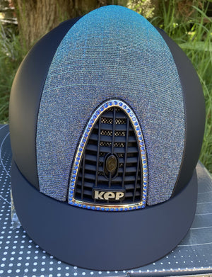 KEP Italia – Casque KEP Cromo Textile Glitter "Galassia" bleu L  | Sellerie Bucéphale