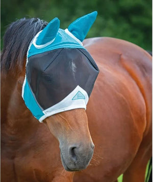 Shires – Fly Mask Shires fine mesh Teal Cheval  | Sellerie Bucéphale