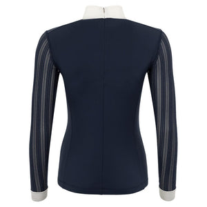 Polo de concours ANKY® Longsleeve Shirt Mesh Bleu marine dos | Sellerie Bucéphale