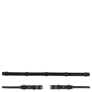 BR – Rênes hunter en cuir rond Noir - argent   | Sellerie Bucéphale