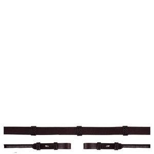 BR – Rênes hunter en cuir rond Noir-Doré   | Sellerie Bucéphale