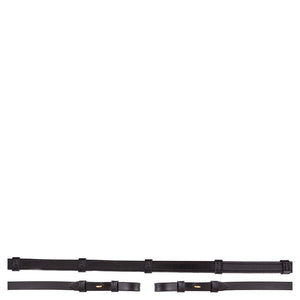 BR – Rênes hunter à arrêtoirs et crochet BR Noir/Doré | Sellerie Bucéphale