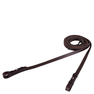 BR – Rênes hunter à arrêtoirs et crochet BR Marron/Argenté | Sellerie Bucéphale