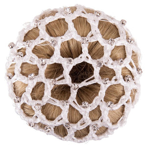 BR – Filet à chignon en mailles et strass Blanc   | Sellerie Bucéphale