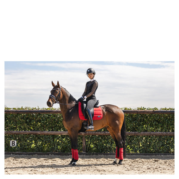 Anky – Tapis Anatomic Tech Dressage Rouge Dressage cheval monté avec selle  | Sellerie Bucéphale