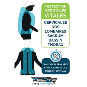 Helite – Gilet Airbag Zip’In 2 Noir 2XL  | Sellerie Bucéphale