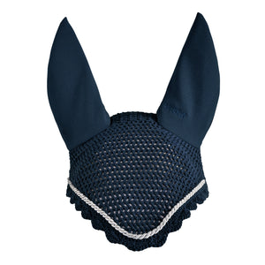 Eskadron – Bonnet chasse mouches Eskadron corde argentée Bleu nuit Poney  | Sellerie Bucéphale