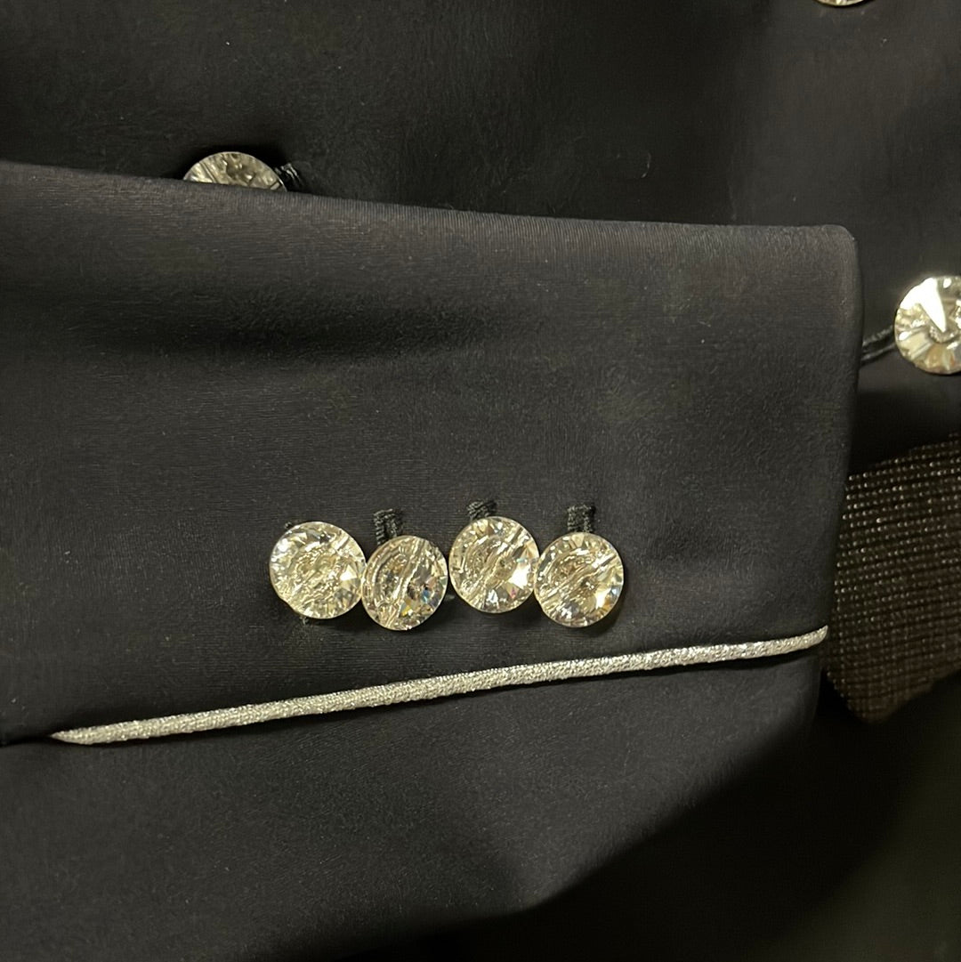 Lamantia Couture – Mini-frac Lamantia Couture femme SoftShell noir-argent strass sur-mesure   | Sellerie Bucéphale