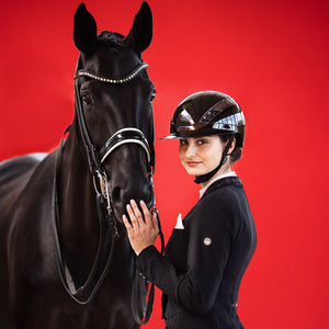 ABUS Pikeur – Casque AirLuxe CHROME Lady M Noir  | Sellerie Bucéphale